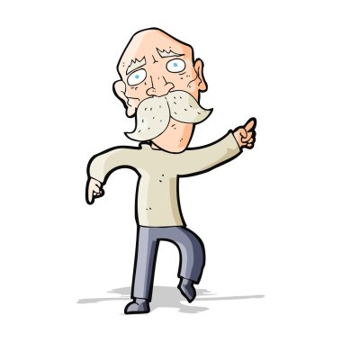 karikatür üzgün yaşlı adam işaret ediyor