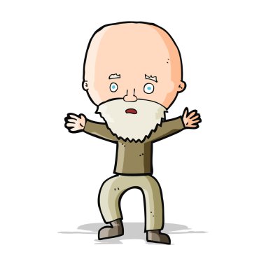 Çizgi film panikliyor yaşlı adam.