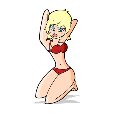 Çizgi film seksi kadın pozu