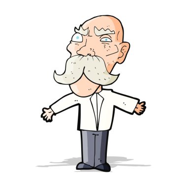 Çizgi film kızgın yaşlı adam.