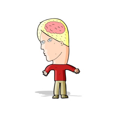 Beyin sembolü olan çizgi film adamı.