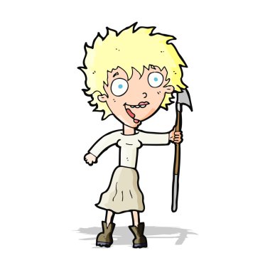 Mızraklı çılgın kadın çizgi filmi.