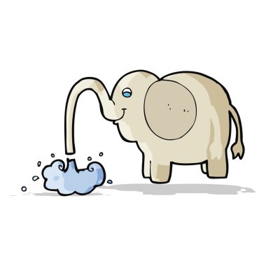 karikatür fili su fışkırtıyor.