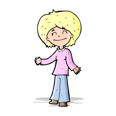 karikatür mutlu kadın