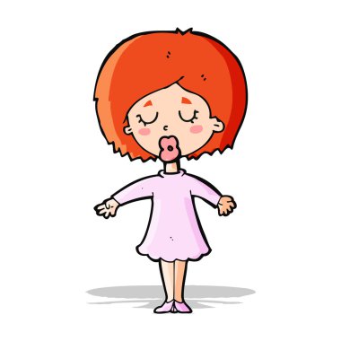 elbiseli kadın karikatür