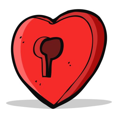 anahtar delikli karikatür kalp