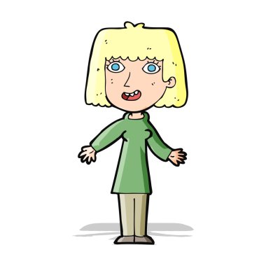 karikatür mutlu kadın