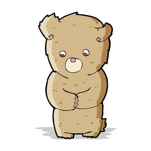 Dibujos animados tímido oso de peluche — Vector de stock