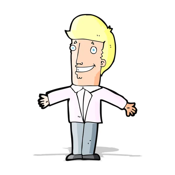 Kreslené grining muž s otevřenou náručí — Stockový vektor