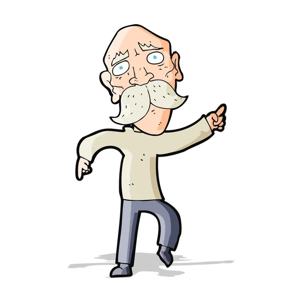 Dibujos animados triste anciano señalando — Vector de stock