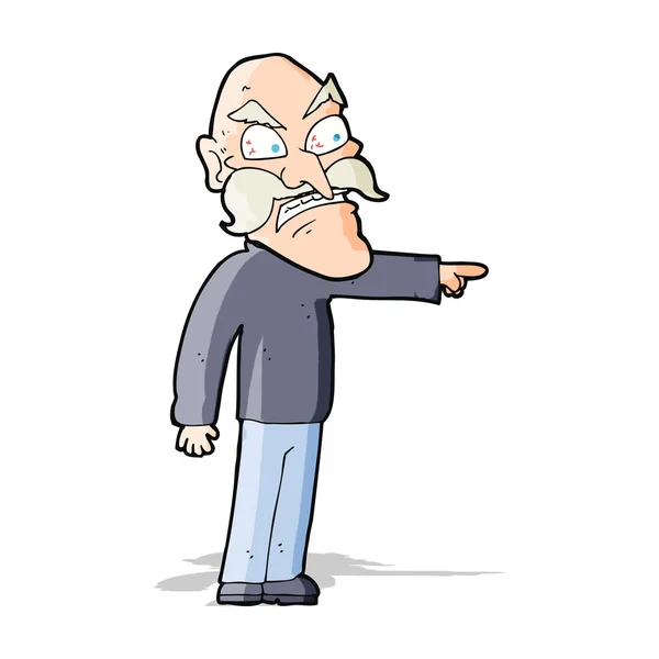 Cartoon furious old man — Stock Vector