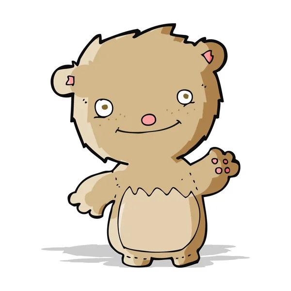 Dibujos animados ondeando oso de peluche — Vector de stock