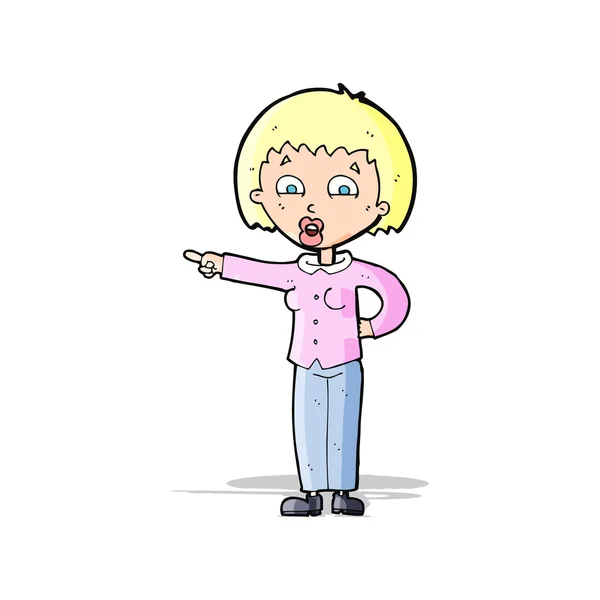 Cartoon aanwijsapparaat vrouw — Stockvector