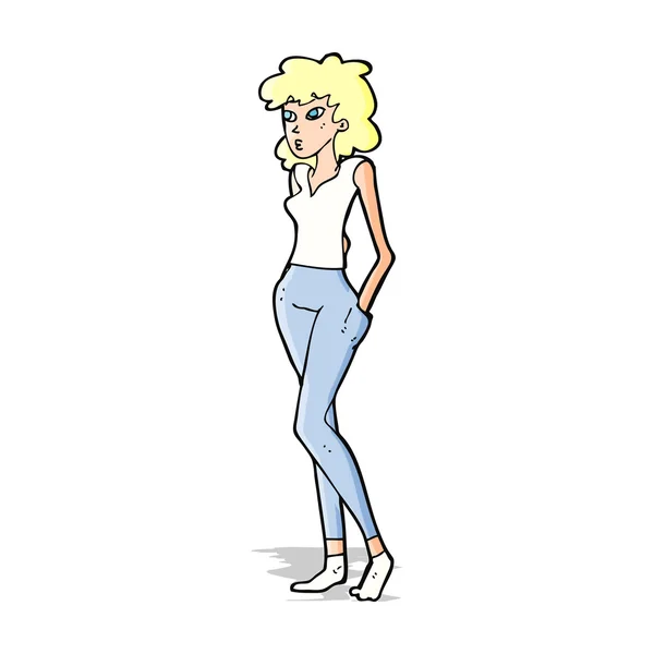 Cartoon vackra kvinnan — Stock vektor