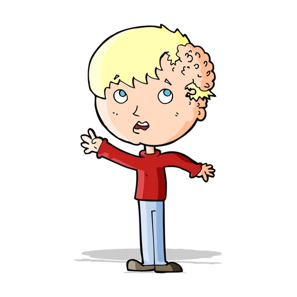 Niño de dibujos animados con crecimiento en la cabeza — Archivo Imágenes Vectoriales