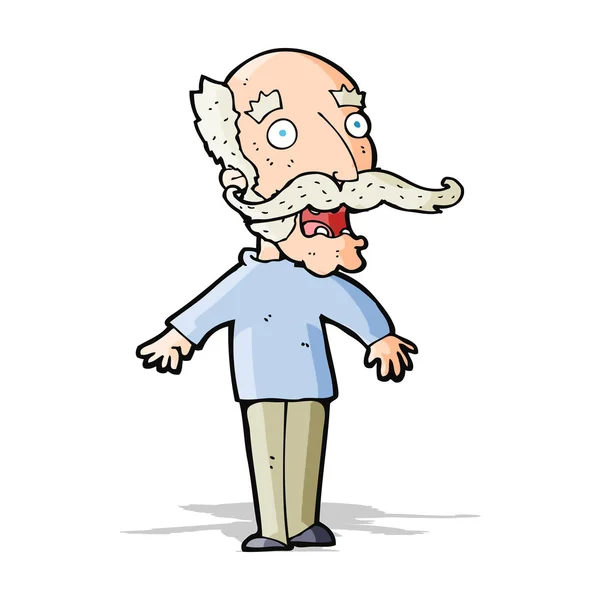 Cartoon old man gasping in surprise — Stock Vector