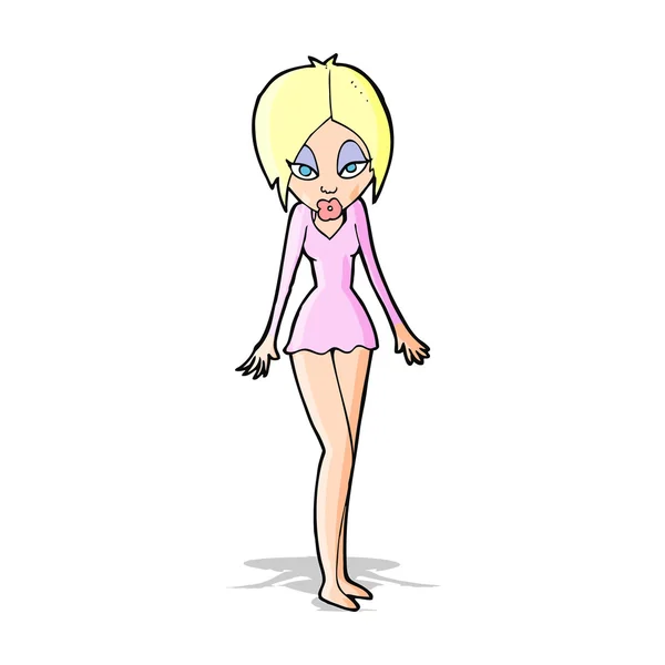 Cartoon vrouw in korte jurk — Stockvector