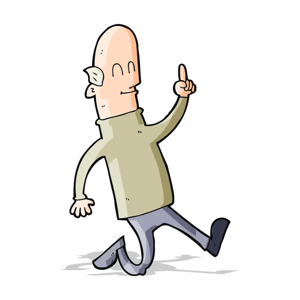 Cartoon bald man with idea — Stock Vector