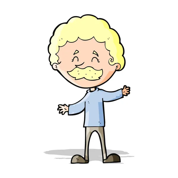 Cartoon gelukkig man met snor — Stockvector