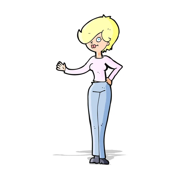 Mujer de dibujos animados saludando — Archivo Imágenes Vectoriales