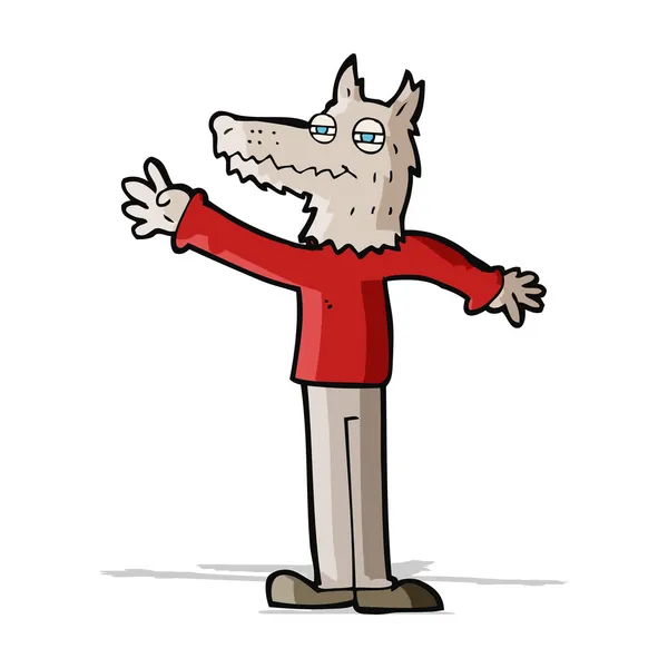 Dessin animé agitant loup — Image vectorielle