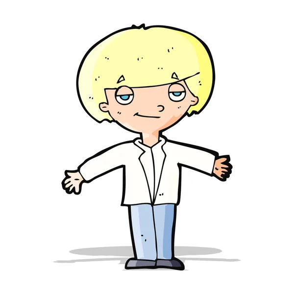 Cartoon zelfvoldane jongen — Stockvector