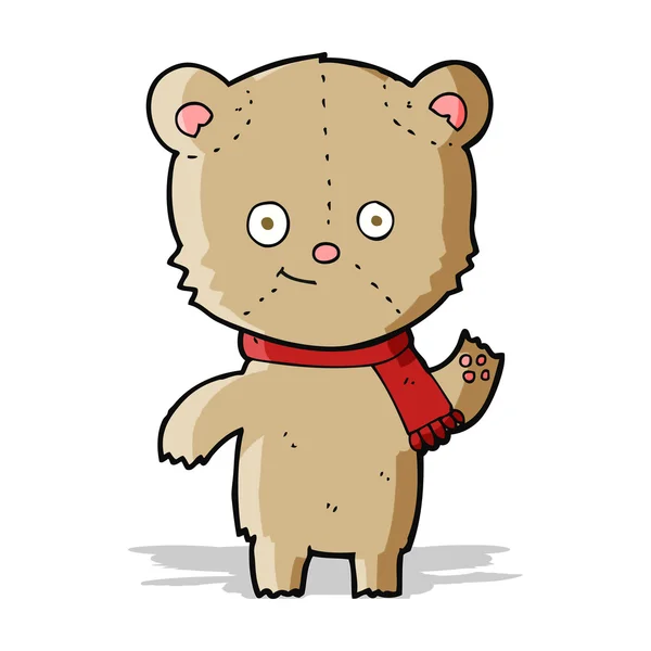 Dibujos animados oso de peluche ondeando — Vector de stock