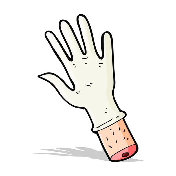 Cartoon hand met medische handschoen — Stockvector