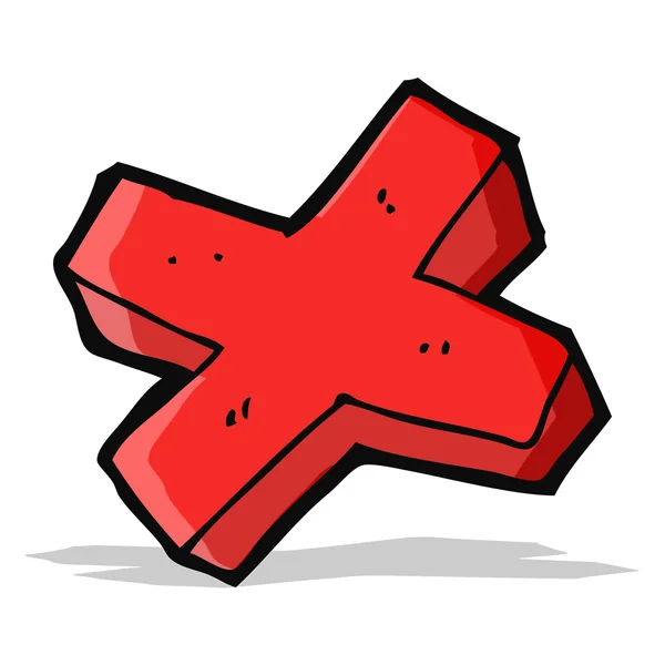 Dibujo animado símbolo cruz negativa — Vector de stock