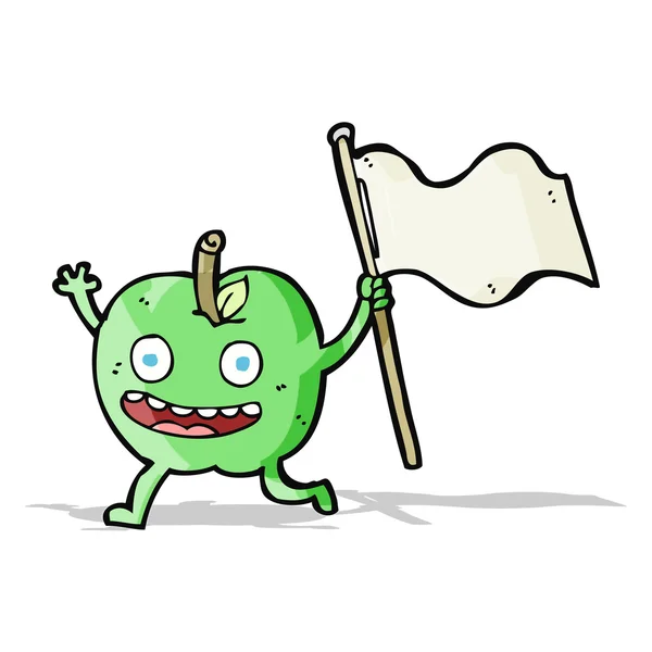 Mela cartone animato con bandiera — Vettoriale Stock