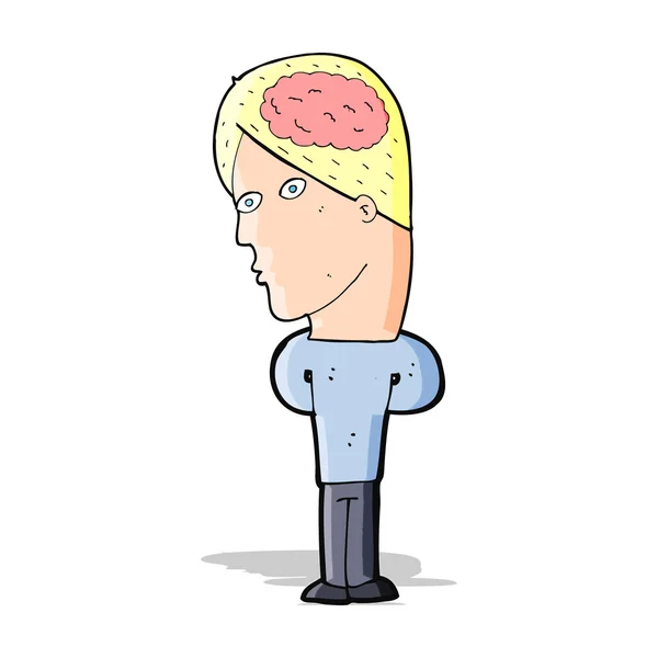 Hombre de dibujos animados con gran cerebro — Vector de stock