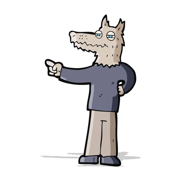 Cartoon aanwijsapparaat wolf man — Stockvector