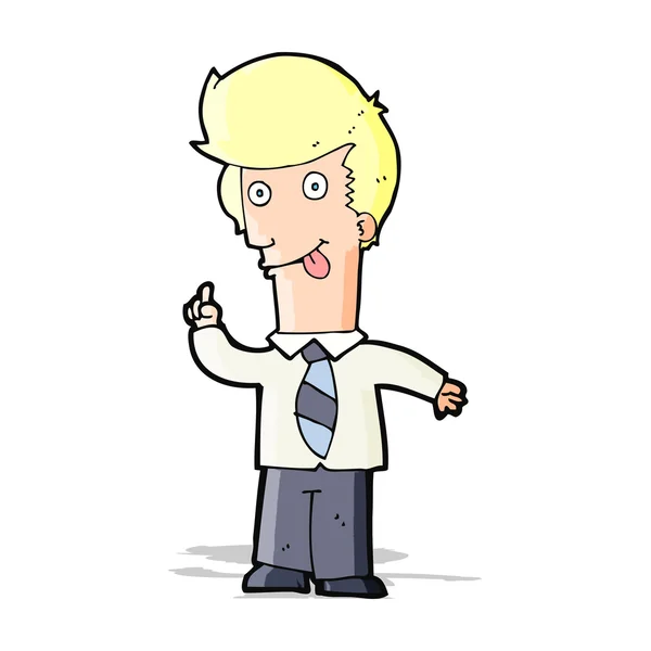 Cartoon office man met gek idee — Stockvector