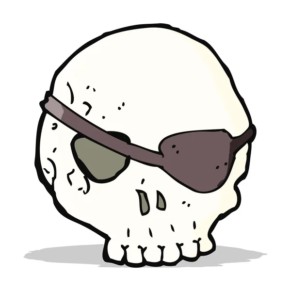 Crâne de bande dessinée avec bandeau pour les yeux — Image vectorielle