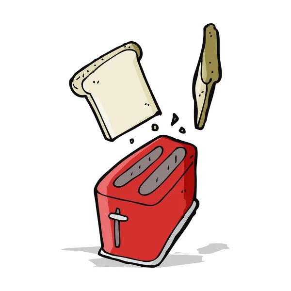 Tostadora de dibujos animados escupiendo pan — Vector de stock