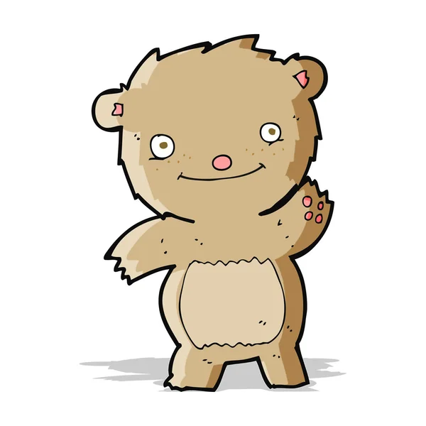 Dibujos animados ondeando oso de peluche — Vector de stock