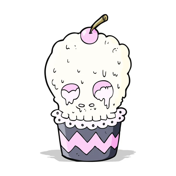 Effrayant crâne cupcake dessin animé — Image vectorielle