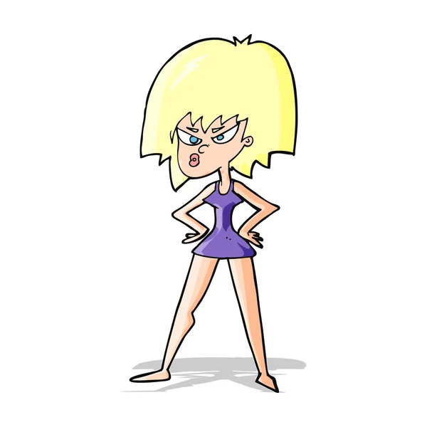 漫画怒っている女性のドレス — ストックベクタ