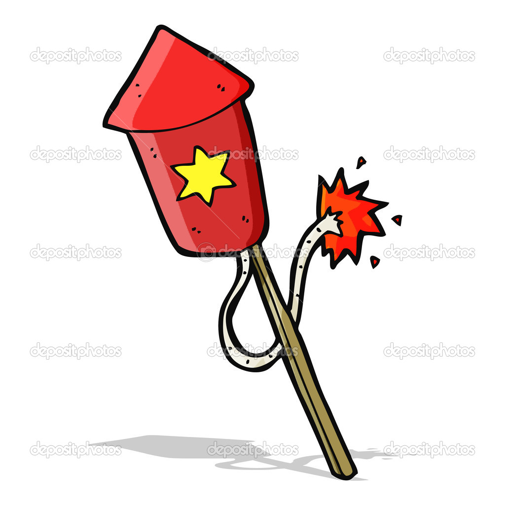 Fuegos artificiales de dibujos animados con fusible ardiente — Vector de stock © lineartestpilot ...
