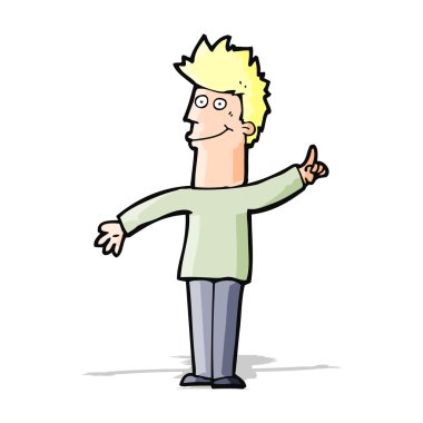 Fikri olan çizgi film adamı.