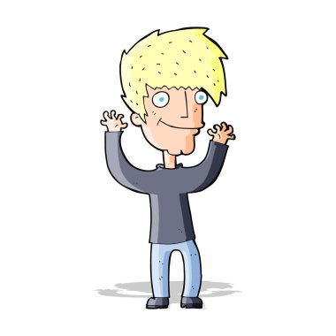 Çizgi film adamı kollarını sallıyor.