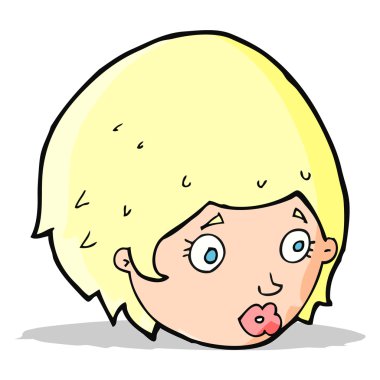 Çizgi film kızı endişeli yüz ifadesiyle