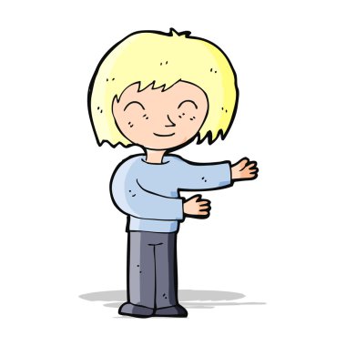 çizgi film kadın gestureing hoş geldiniz