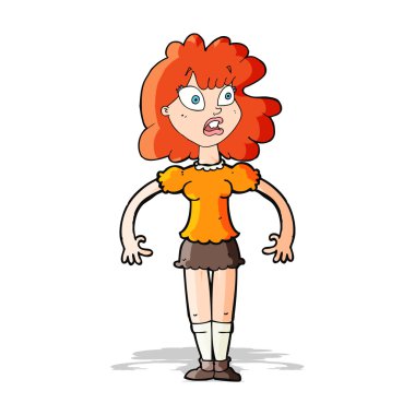 Şok olmuş güzel kız çizgi filmi.