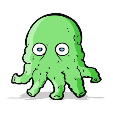 Çizgi film uzaylı mürekkep balığı suratlı