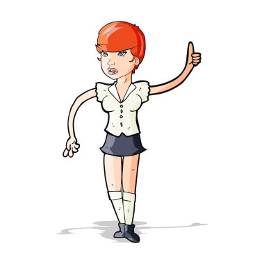 Çizgi filmdeki güzel kız soru soruyor.