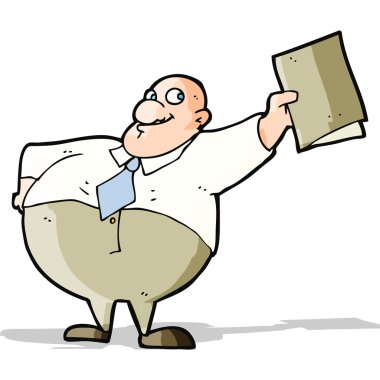 karikatür mutlu patron ile dosya
