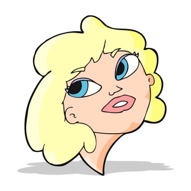 karikatür mutlu kadın