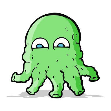 Çizgi film uzaylı mürekkep balığı suratlı