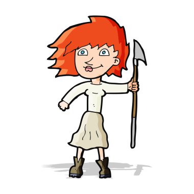 Mızraklı çizgi film kadını.